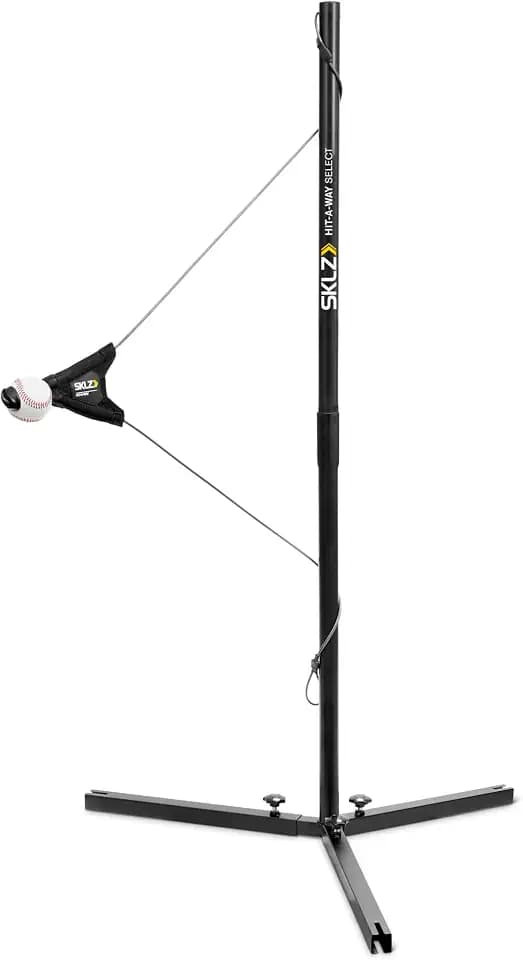 SKLZ Hit-A-Way Youth Baseball Swing Trainer, Portable Solo Batting Practice with Stand, Tethered Ball for Hitting Drills, Ages 13 and Under