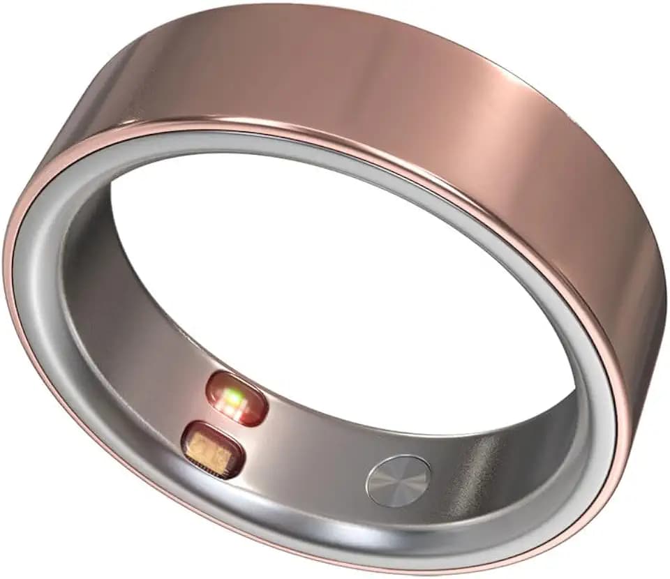 Smart Ring Health Tracker 5ATM Waterproof Sport Ring Exclusive Vibration Alerts Titanium Blood Oxygen/Sleep/Emotional Management Women Cycle Prediction Compatible with iOS/Android Dawn Rose Gold 7.5