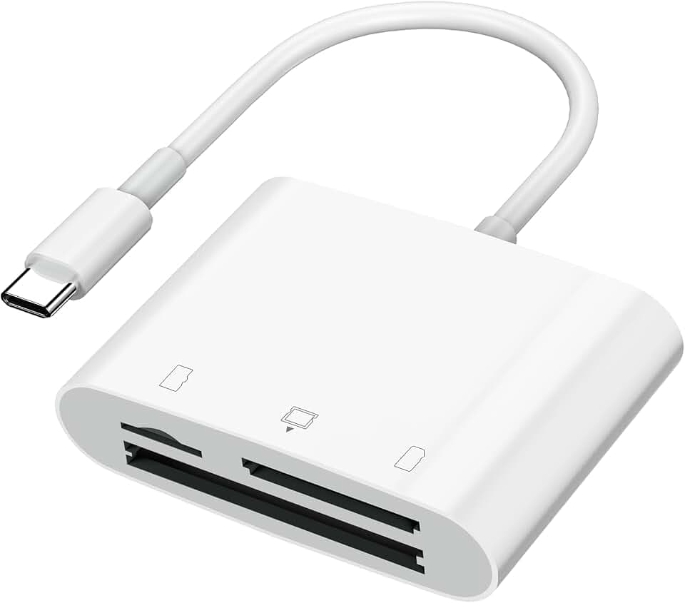 SD Card Reader USB C for iPhone 15/Android Phone/iPad/Mac/Laptop, Three Card Slot Micro SD Card Reader Supports SD Micro SD CF Card, Digital Camera Viewer Memory Card Reader Parallel Port Cards