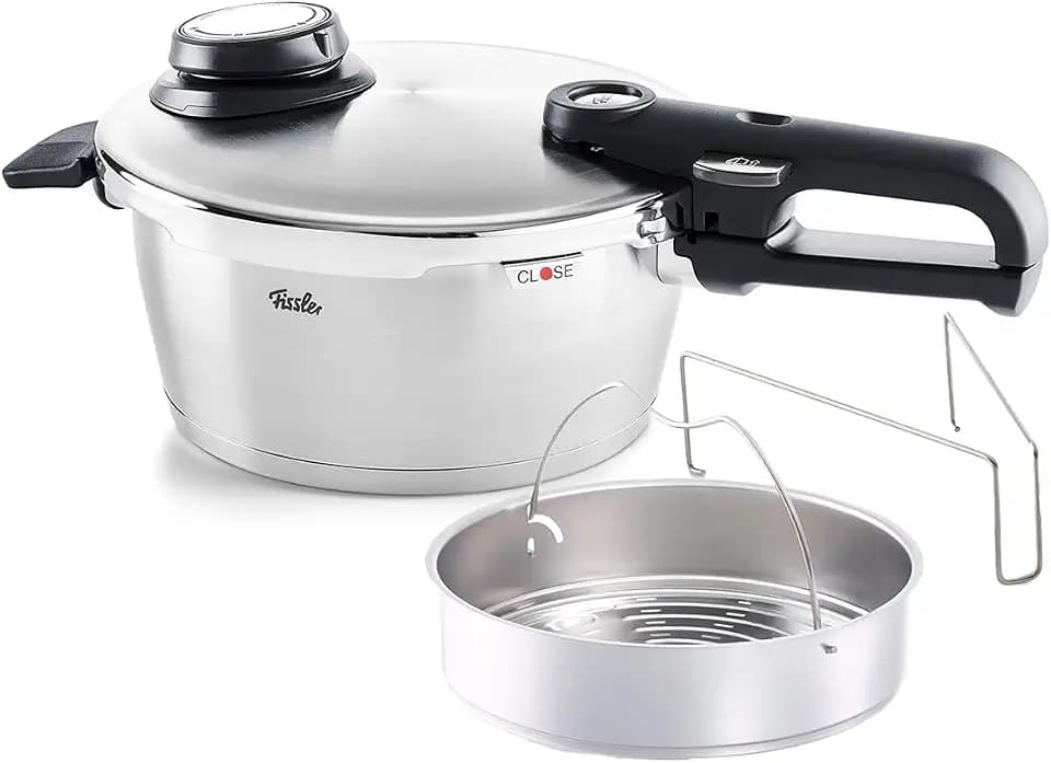 Fissler Vitavit Premium/Schnellkochtopf (3,5 L, Ø 22 cm) Edelstahl-Dampfkochtopf,4-Garstufen, inkl. Einsatz - Induktion