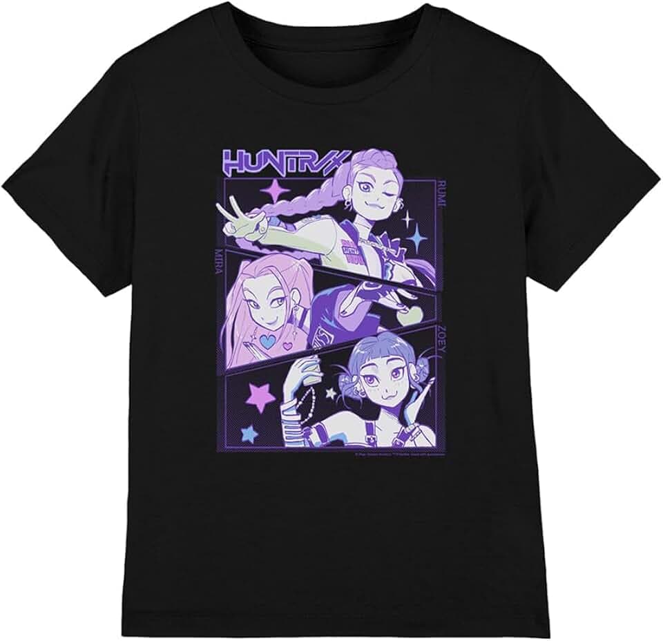 K-Pop Demon Hunters - Anime Huntrix Huntr/X Kids T-Shirt, Black