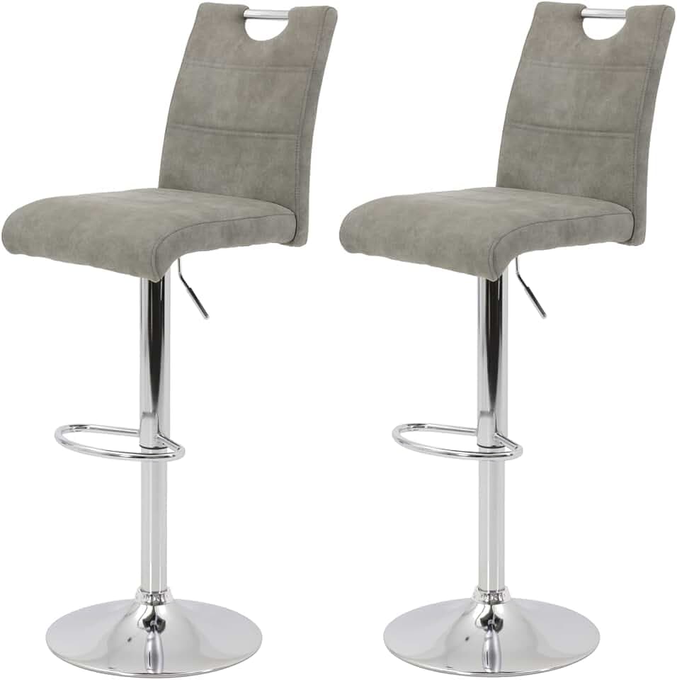 Hela Tische Miranda Barhocker, Microfaser Grau, 2er Set