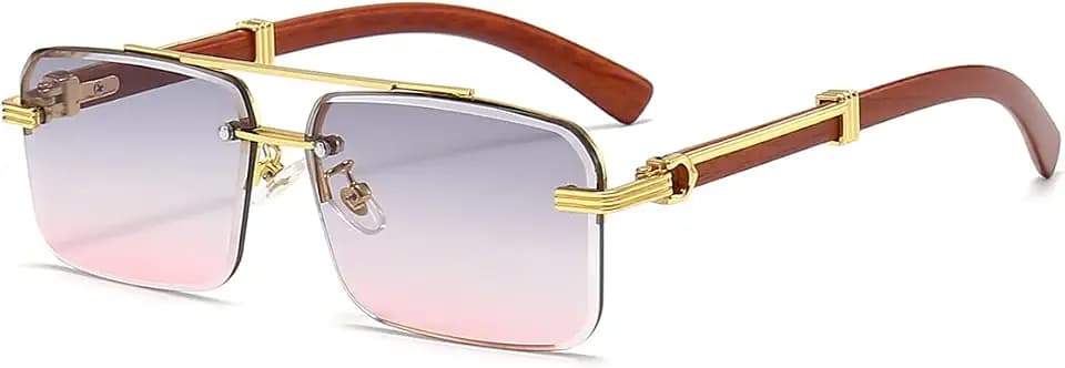 Gleyemor Mens Sunglasses Fashion Rimless Rectangle Sunglasses for Man