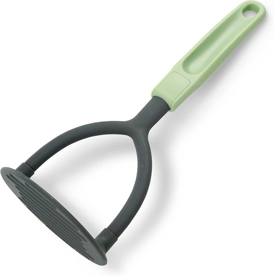 Fackelmann Ecolution Kartoffelstampfer – Stampfer aus Holzfasern und Bio-Kunststoff – 25 cm x 10 cm großer Küchenstampfer in Mintgrün/Steingrau