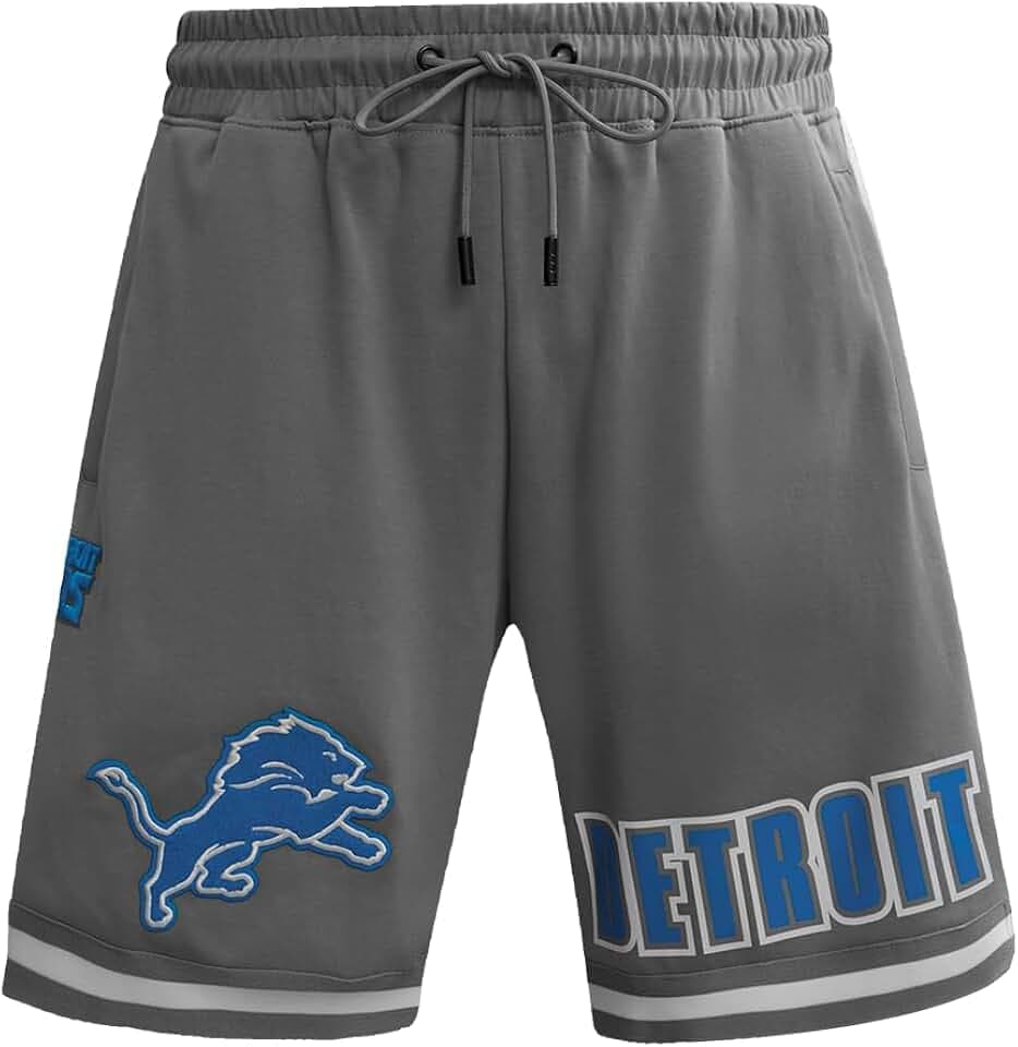 Pro Standard Mens NFL Detroit Lions Classic Chenille Athletic Short Grau M
