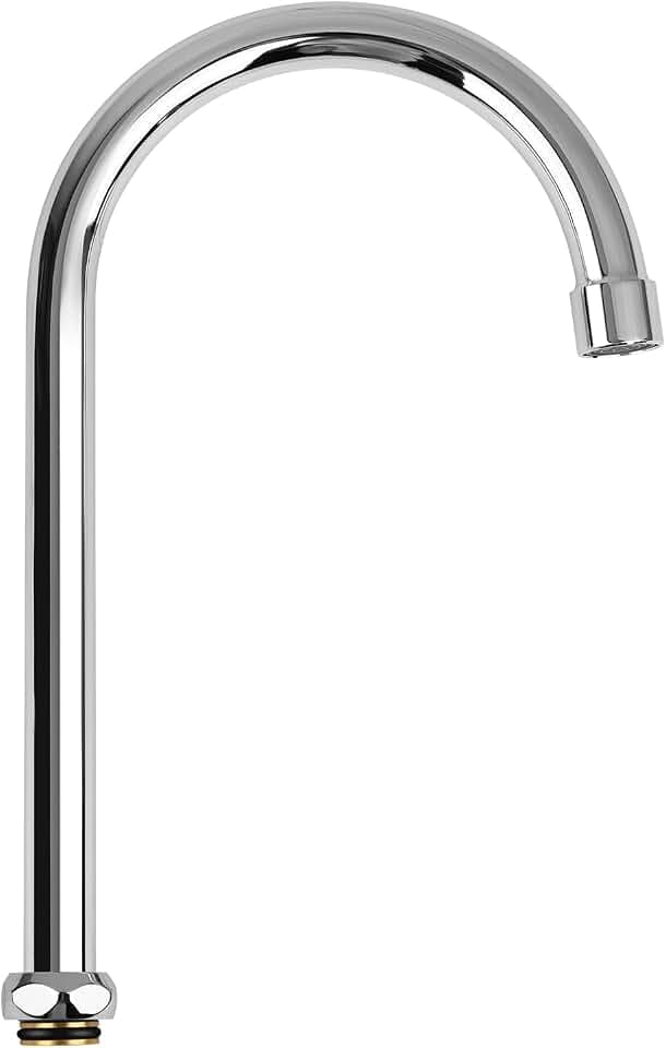 6 Inch Gooseneck Faucet Spout Replacement Fits for Most T&S Faucets, 360° Stainless Steel Commercial Faucet Swivel Spout for 1 or 2 Bay Compartment Sinks
