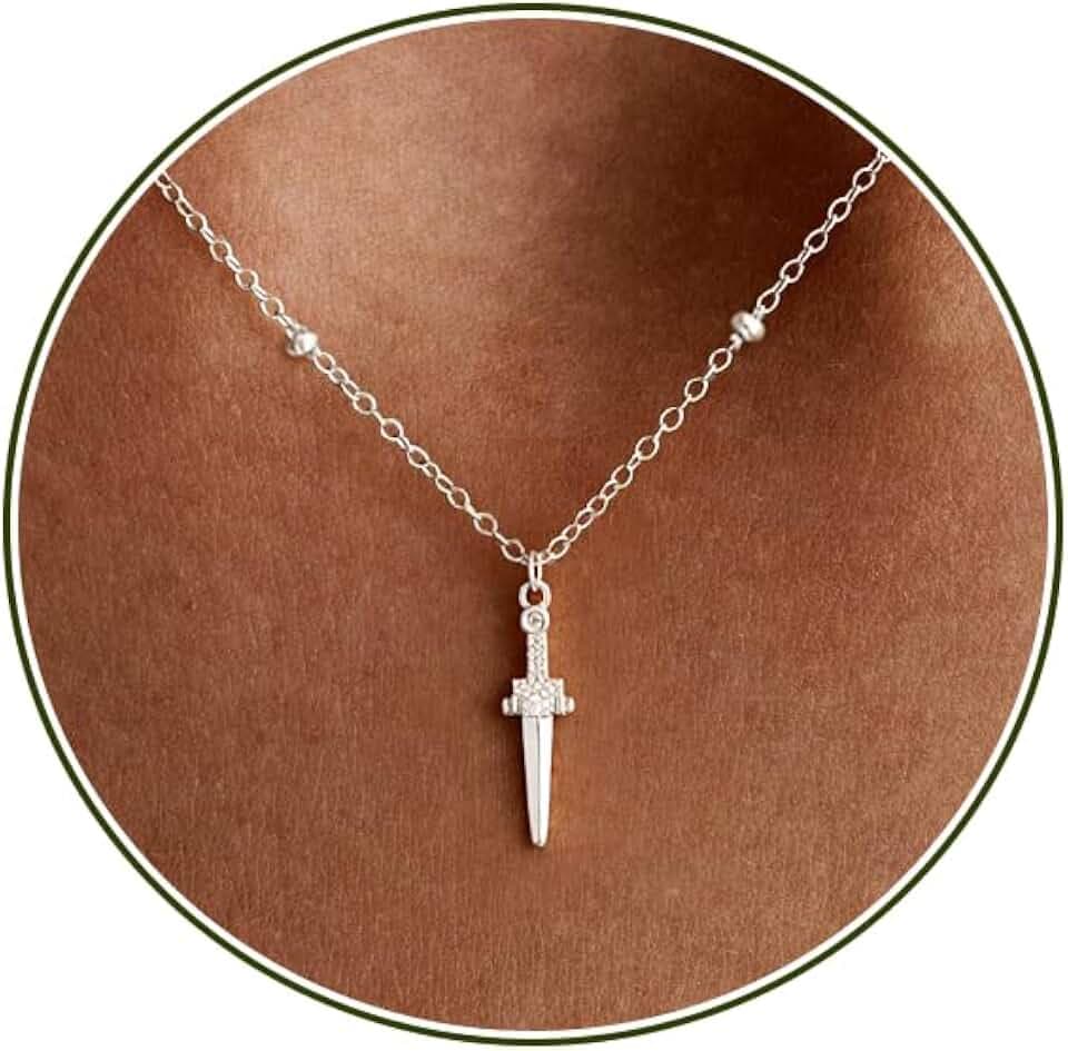 Silver Necklace for Women, 14K White Gold Plated Dainty Infinity Bead Star of David Starfish Sun Hummingbird Butterfly Flower Palm Tree Plane Sunflower Pendant Necklaces Simple Jewelry