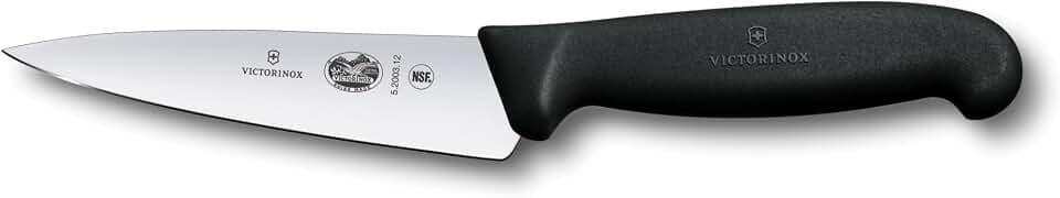 Victorinox Fibrox 5 Inch Mini Chef's Knife, Straight Edge Utility, Black