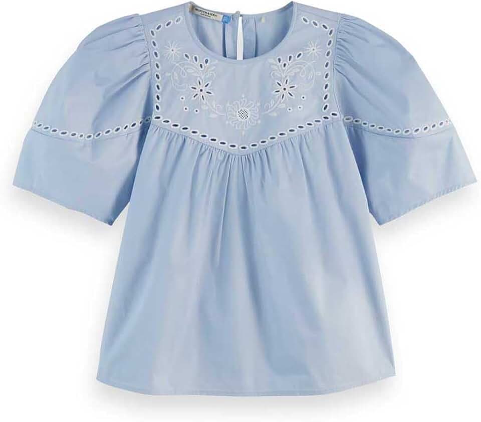 Scotch & Soda Damen Cotton Twill Embroidered Top Top (1er Pack)