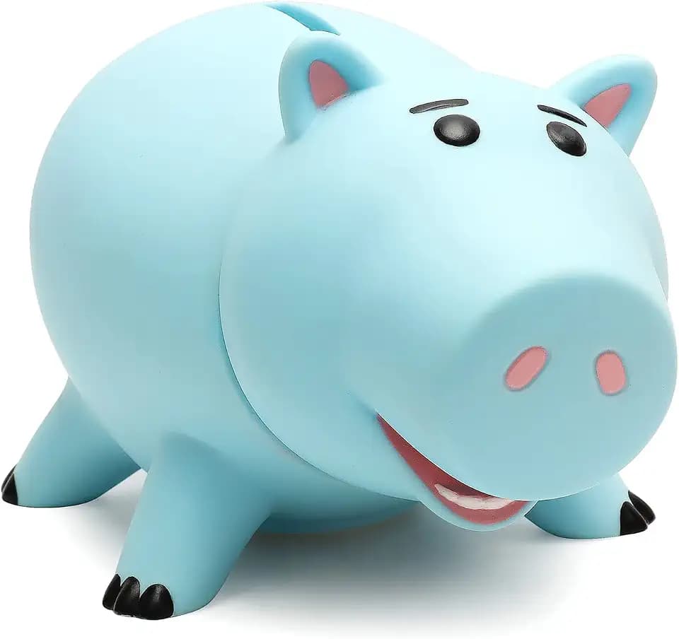 Hamm Piggy Bank, Cute Plastic Coin Bank for Boys and Girls, Unbreakable Pig Money Bank for Kids Gift (Blue)
