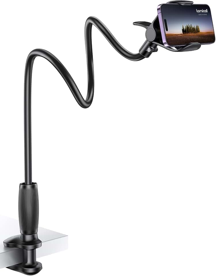 Lamicall Gooseneck Phone Holder for Bed, Stable Flexible Arm Stand for Desk