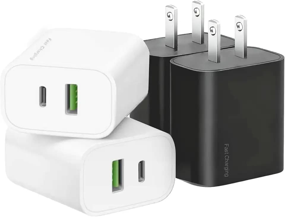 4 Pack USB C Charger Block,20W USB-C & USB-A Port Charger，for i Phone 17/16/15/14/13/12/11/X/8, i Pad and More
