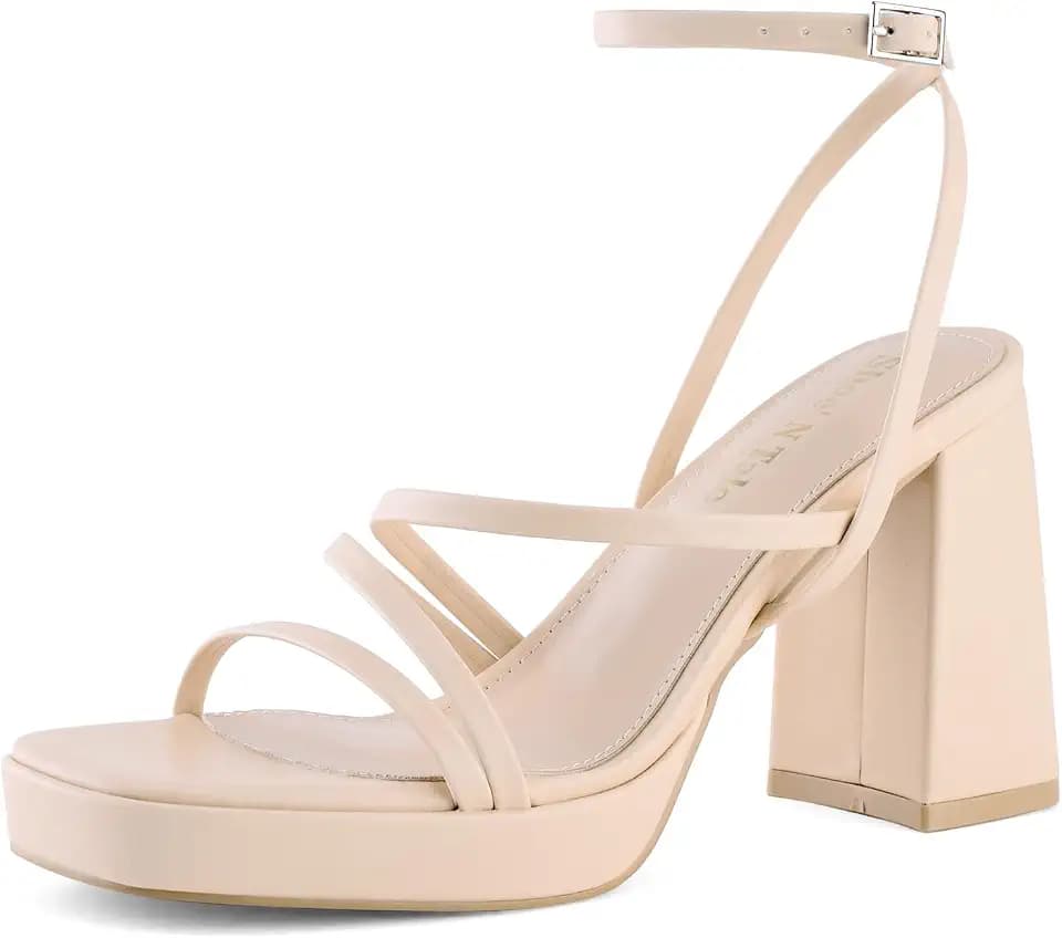 Shoe'N Tale Strappy Heels Women's Chunky Platform Sandals
