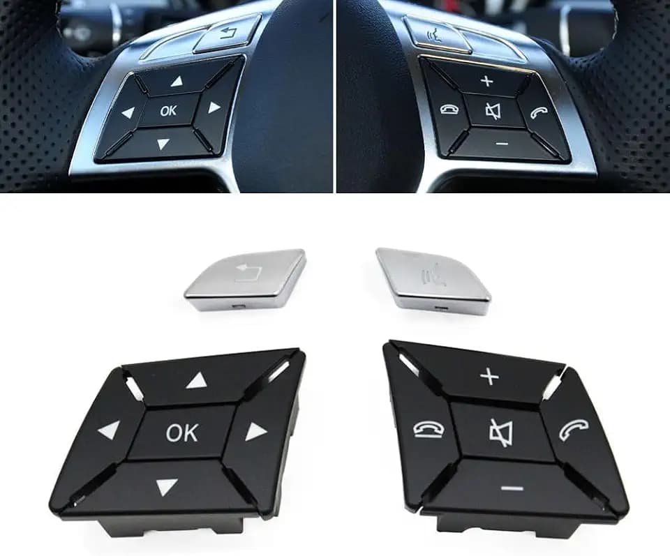 Black Steering Wheel Control Button Covers for Mercedes Benz