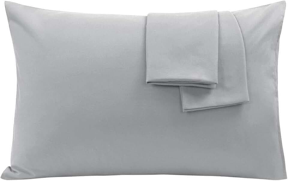 PiccoCasa Set mit 2 Kissenbezügen, doppelt gebürstete Mikrofaser, Hotelverschluss, weiche Kissenbezüge, Hellgrau, Standard (51 x 66 cm)