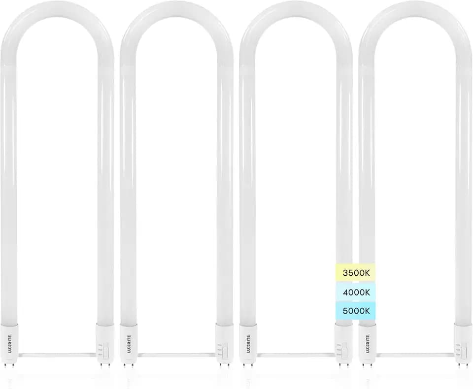 LUXRITE U Bend LED Tube Light, T8 T12, 17.5W (32W Equivalent), 3CCT, 4 Pack