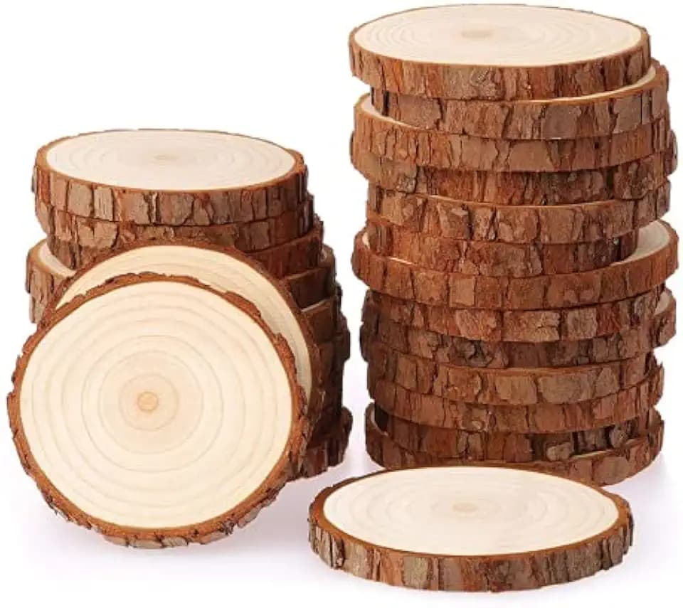 30 Stücke Holzscheiben, Hitopin Holz Log Scheiben 7-8cm Holzscheiben Verzierung Naturholzscheiben Deko, für DIY Handwerk Hochzeit Mittelstücke Weihnachten Dekoration Baumscheibe(7-8cm)