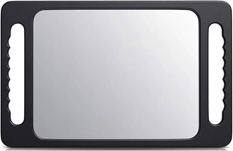 Double Handle Mirrors(15.94" x 10.16") - Large Hand held Mirror with Handle,Barber Mirror Handheld,Salon Hand Mirrors,Barber Accessories, Black