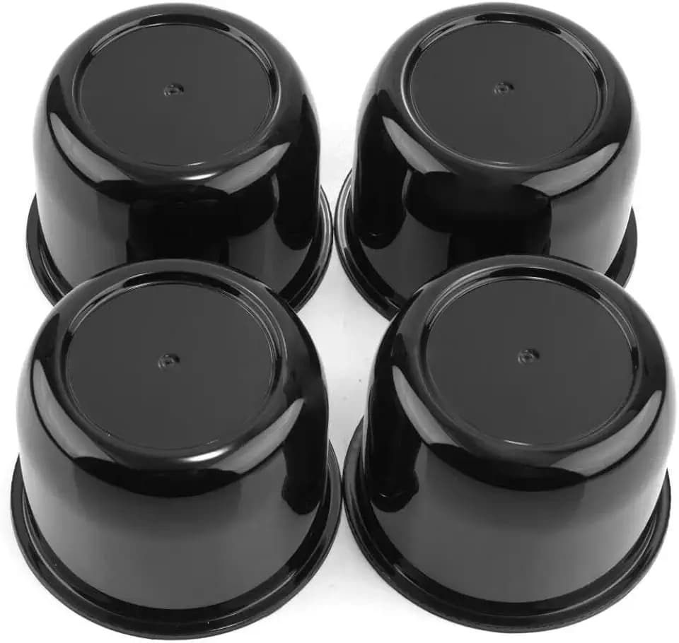 RTrhinotuning 4 Pack 3 inch Wheel Center Caps Plastic Push Through Center Caps Gloss Black Hub Caps for Trailers Trucks RVs