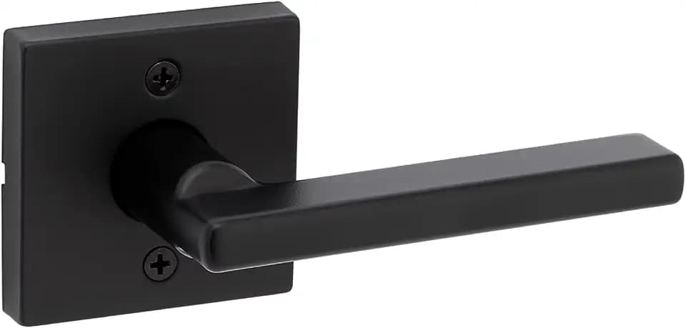 Kwikset Halifax Dummy Door Handle, Single Sided Lever for Closets, French Double Doors, and Pantry, Matte Black Non-Turning Reversible Interior Push/Pull Lever, with Microban Protection