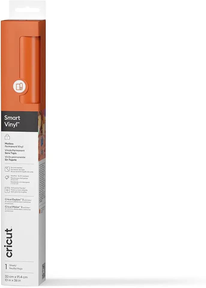 Cricut Joy Smart Vinyl – Permanent Orange 122 cm – Permanente Vinylfolie für Tassen, Aufkleber, DIY-Bastelprojekte, Wohn-Deko, Küche, Schule