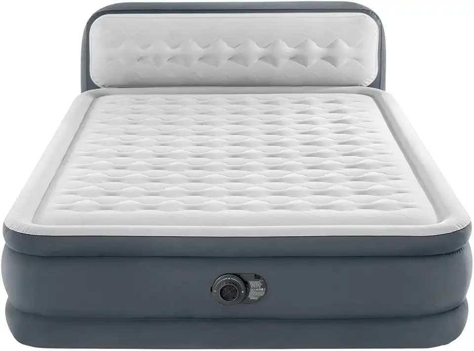Intex 64448ND Luftbett DuraBeam UltraPlushHeadboard mit 220V Pumpe, Queen, mit doppellagiger Fiber-Tech Innenkonstrukti