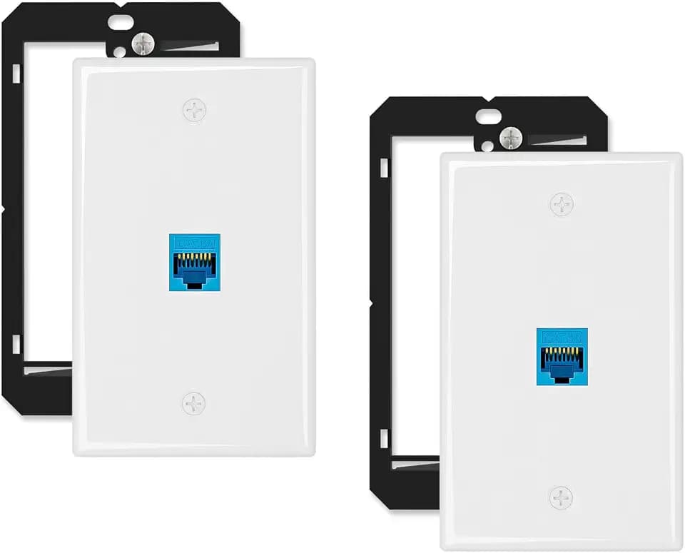iwillink 2-Pack Cat6A Ethernet Wall Plate, 1-Port RJ45 Wall Plate, Blue