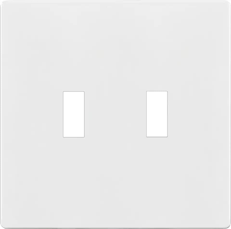 ENERLITES Screwless Double Toggle Switch Wall Plate, Child Safe Dual Light Switch Cover, Standard Size 2-Gang 4.68" x 4.73", Unbreakable Polycarbonate Thermoplastic, UL Listed, SI8812-W, Glossy, White
