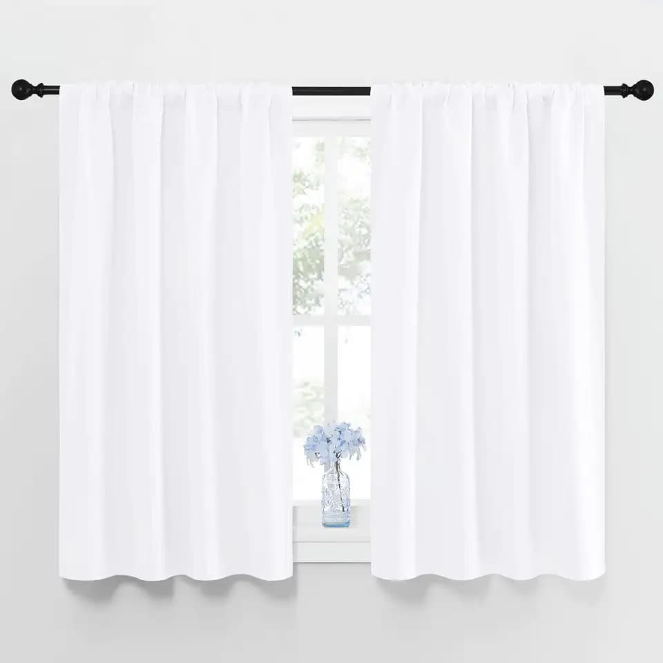 NICETOWN Window Curtain Panels - Rod Pocket Curtain Set for Bedroom (White, 2 Panels, 42 by 45)
