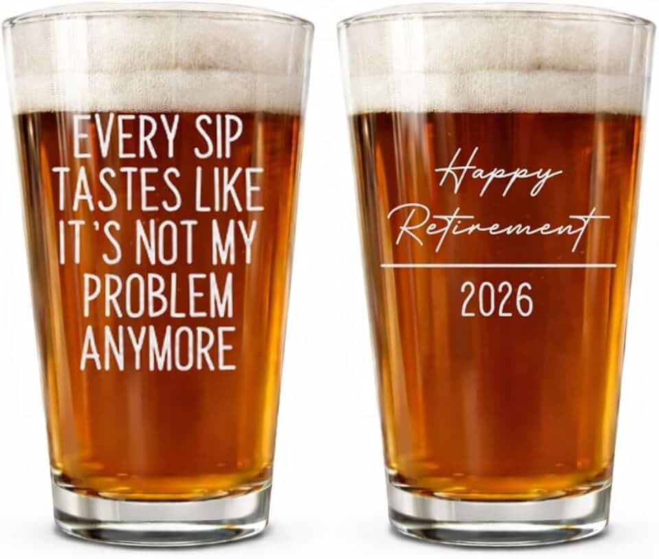 Retirement 2026 Beer Glass, Engraved Pint Glass, Funny Retirement Gift, Happy Retirement 2026, Custom Beer Glass for Him, Retirement Gift for Men, Coworker Gift, 16oz