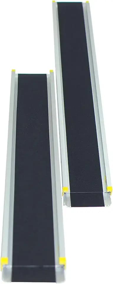 FANTASK 2 x Alu Auffahrrampe, 121,5-212,5 cm, Rollstuhlrampe mit Antirutsch Belag, Teleskoprampe rutschfest bis 270 kg, Teleskop-Rampe Paar für Rollstuhl & Haustiere & Fahrrad