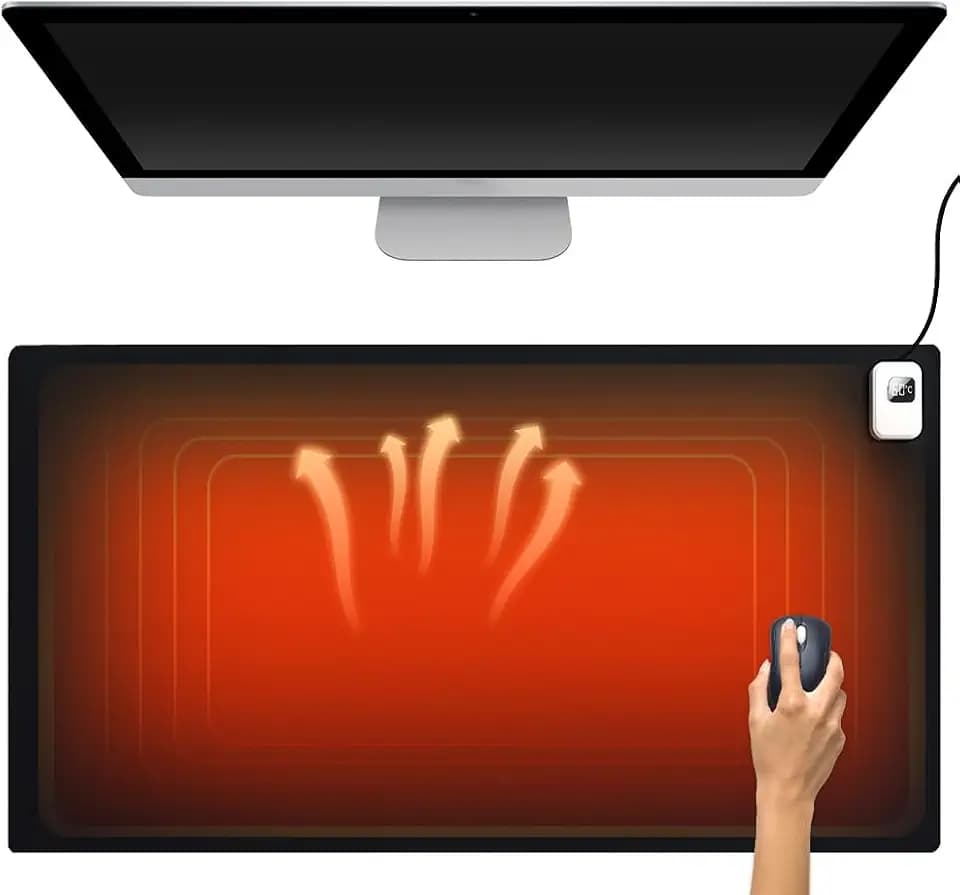 mizikuu Tischunterlage Beheizte, 40 * 82cm Mauspad mit Funktion Heizung 7 Heizstufen Schreibtischunterlage wasserdichte Große Mausmatte Touch-Steuerung für PC,Laptop,Zuhause,Büro