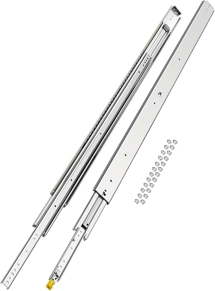 VEVOR Schubladenführung mit Vollauszug, 1 Paar Teleskopschienen Vollauszug, 1524 mm Schubladenschiene, 226,8 kg Tragfähigkeit, seitlich montierte Gleitschiene mit Kugellager & Verriegelung