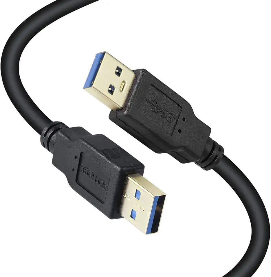 XBOHJOE USB3.0 Male to Male Cable 10ft Type A Male to A Male Cord 5 Gbps Double USB a to USB a Cable Compatible with Hard Drive Cooling Fan/pad DVD Player and More (Black, 10FT)