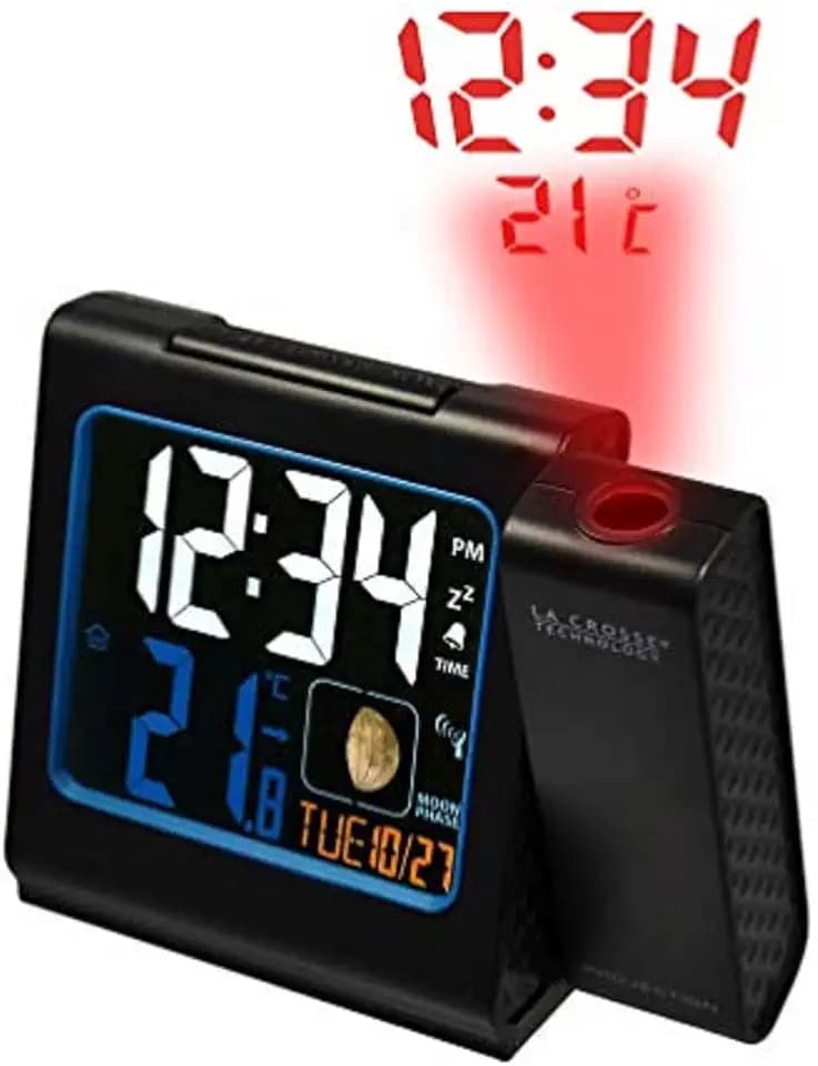 LA CROSSE TECHNOLOGY - WT551 -BLA Funkwecker, mit Projektion in Rot, farbiges LCD-Display, Schwarz 173945