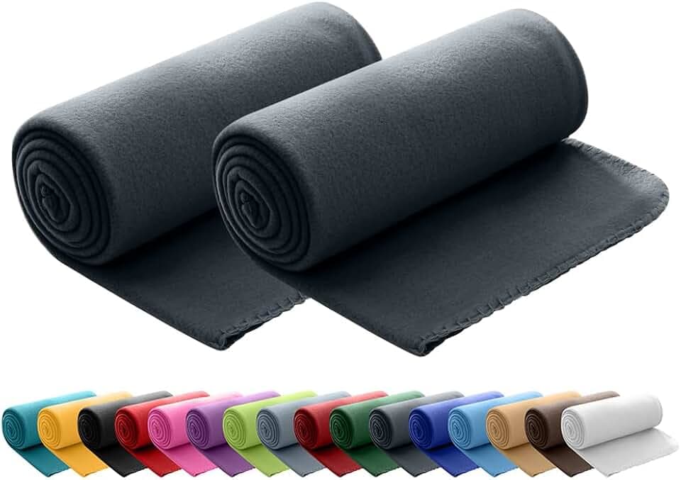 wometo 2er Set Polar Fleecedecke 130x160 Oeko-TEX ca. 400g dunkelgrau