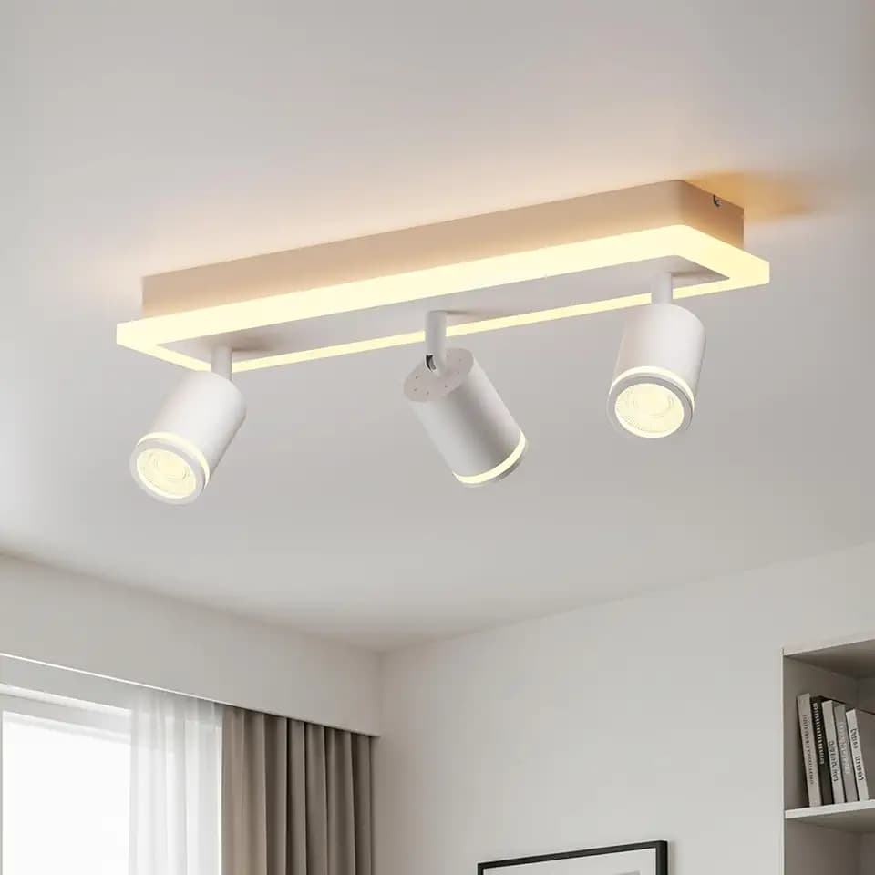 LVWIT Deckenstrahler LED Weiß, Deckenstrahler 3 Flammig, LED Deckenleuchte Schwenkbar, GU10 Deckenlampe Spot, Deckenlampe 3 Flammig Modern, Strahler Deckenspot für Küche, Wohnzimmer, Schlafzimmer