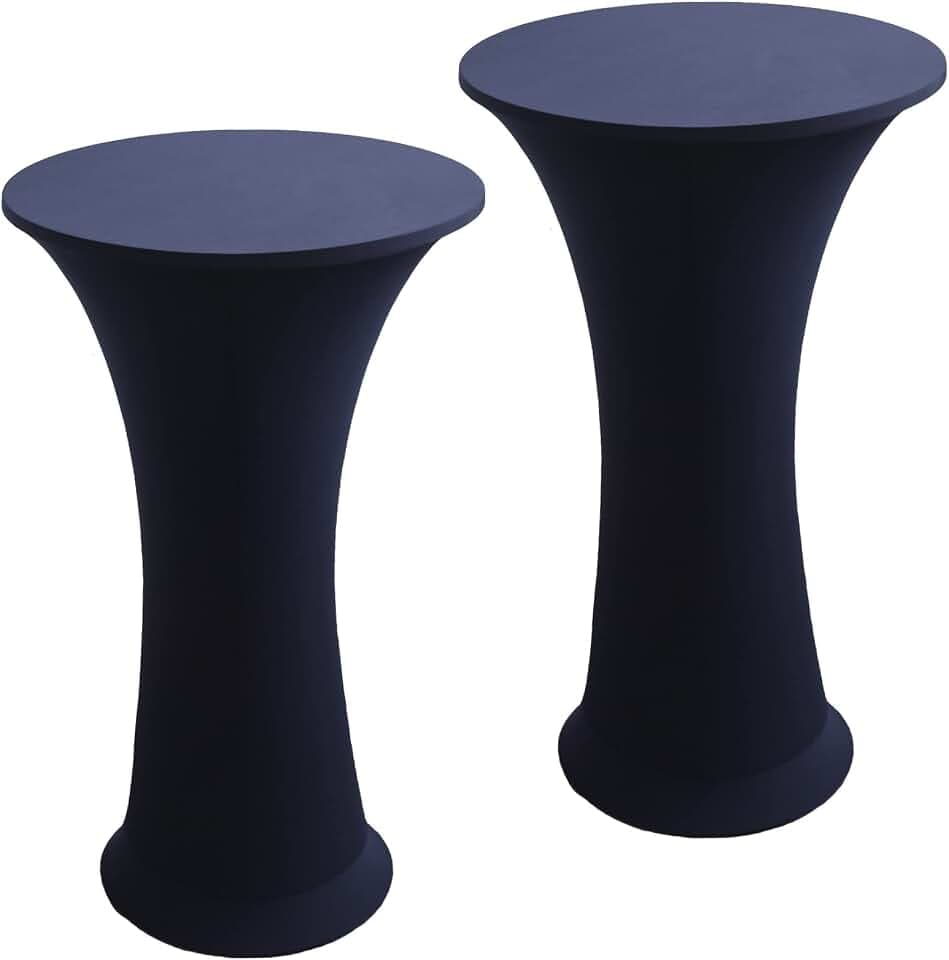 Cocktail Table Covers - 2 Pack 24"x43" Fitted Highboy Table Cloth - Navy