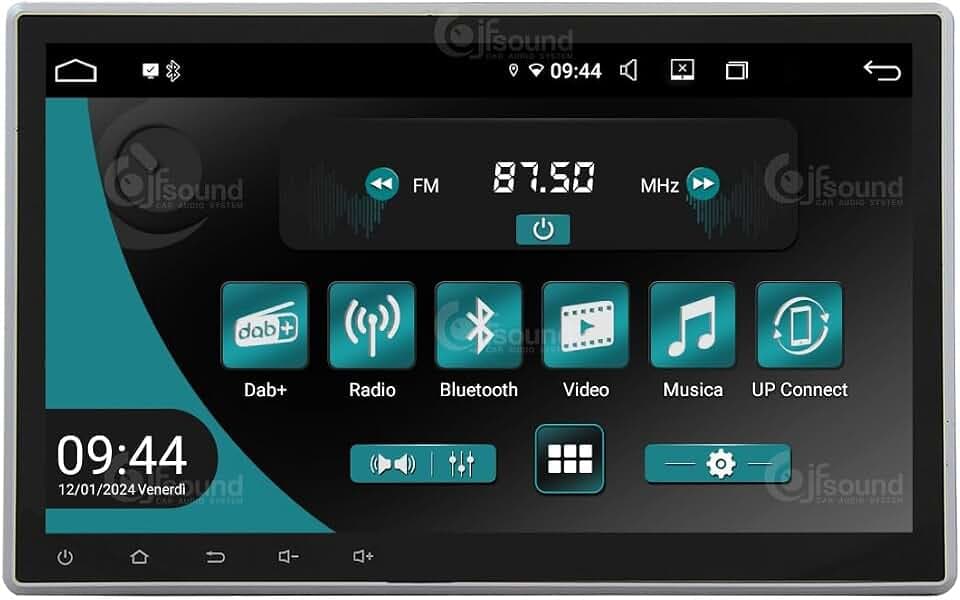 JF Sound - JF-011-UP Universal 1 DIN Android Autoradio - CarPlay und Android Auto 2 GB RAM - 16 GB ROM - DAB+ - 10" HD - Hergestellt in Italien