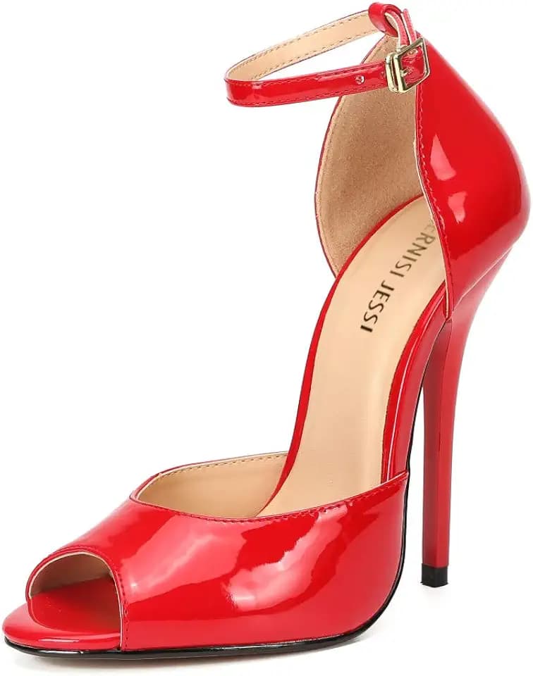 MAIERNISI JESSI Unisex Men's Women's Peep Toe Stiletto Heels, Ankle Strap Sandals, D'Orsay Style, 5.1-Inch Heel
