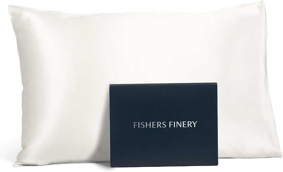 Fishers Finery 25 mm Luxus-Kissenbezug, 100% Reine Seide, Queen oder Kingsize, unsere Maulbeerseide ist die luxuriöseste erhältliche Auswahl zu jedem Preis, 25 mm weiß von Fishers Finery
