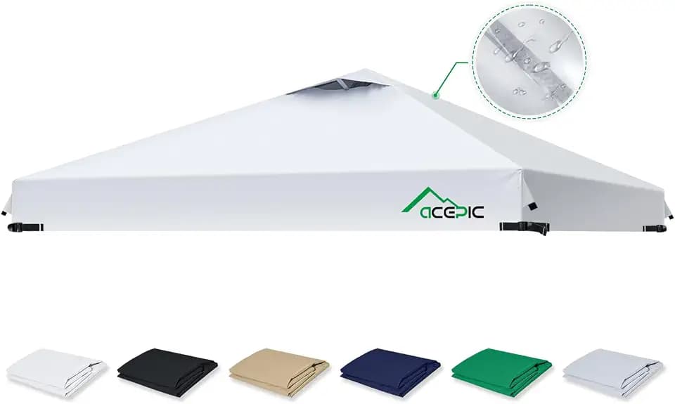 ACEPIC Upgraded 10x10 Canopy Replacement Top with Air Vent(White, Top Only)
