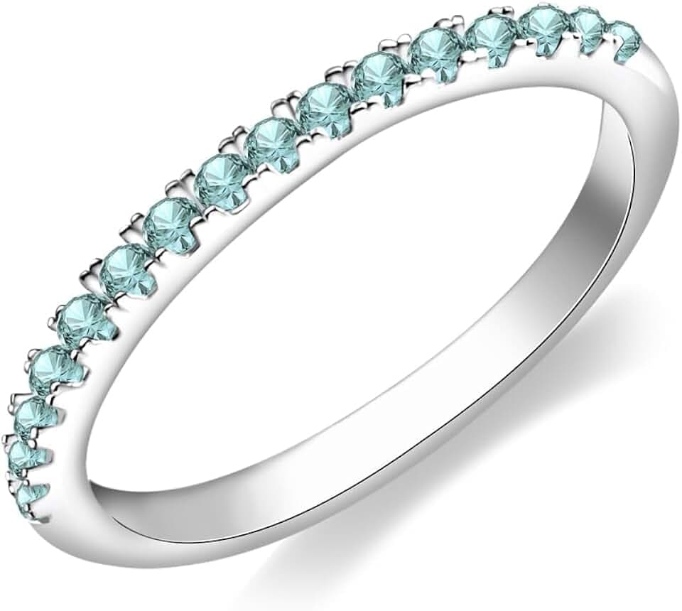 925 Sterling Silver Birthstone Stackable Rings Set: Eternity Stackable Birthstone Band Rings for Women Cubic Zirconia Stacking Ring for Wife Birthday Jewelry Gifts