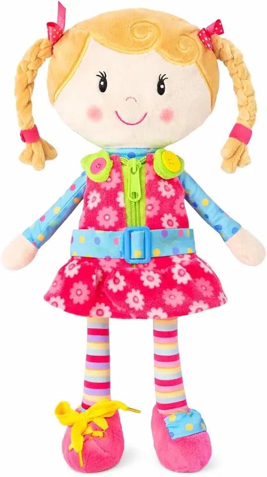 Snuggle Stuffs Sugar Snap Plush Learn to Dress Doll for Toddlers - 15" - Toys & Birthday Gifts for 2 Year Old Girls