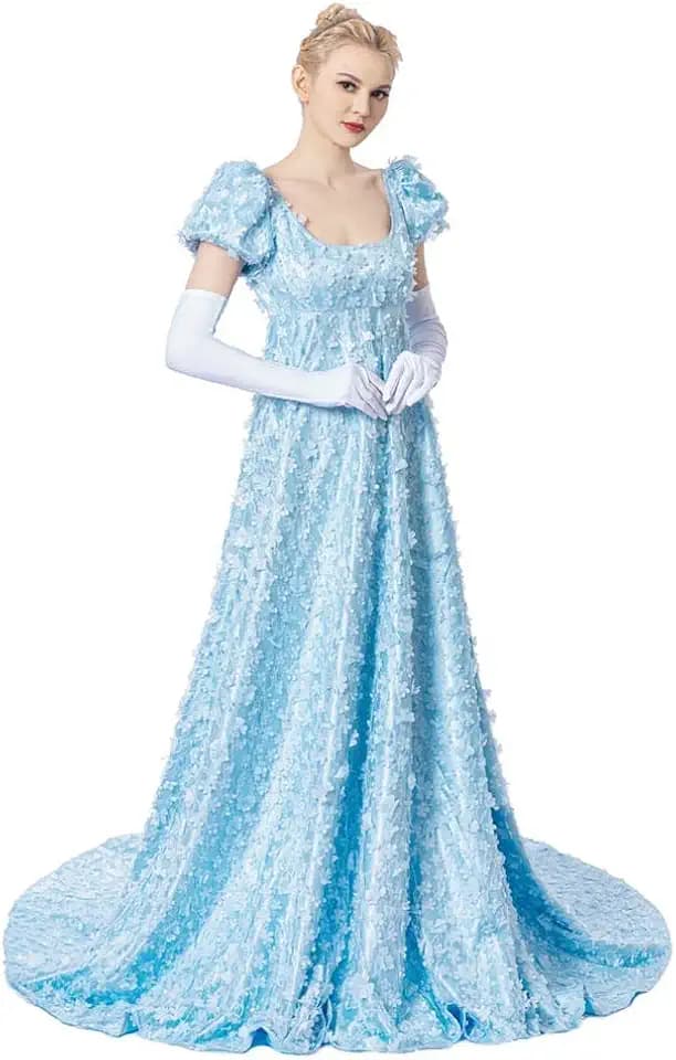 MyheroCos Regency Dress Women's Blue Lace Dress