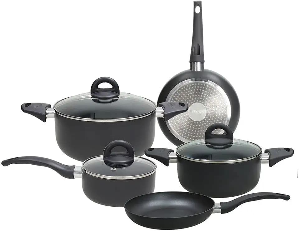 Tognana Copper & Charcoal Topf- und Pfannenset, Set mit 2 Pfannen, 3 Kasserollen, 3 Deckel, 8 Stück, Aluminium, Schwarz
