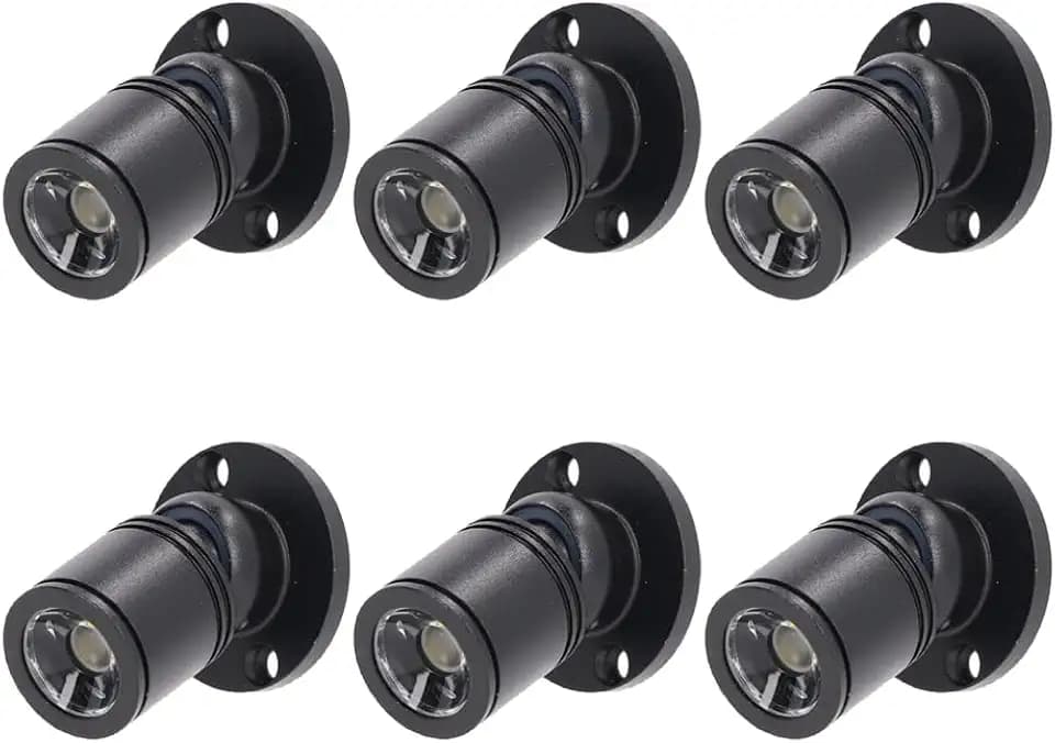 Dimmable 12V LED Mini Spotlights for Display - 1.5W Neutral 4500K, Tiny Spotlights for Displays with Dimmer, Black - Pack of 6