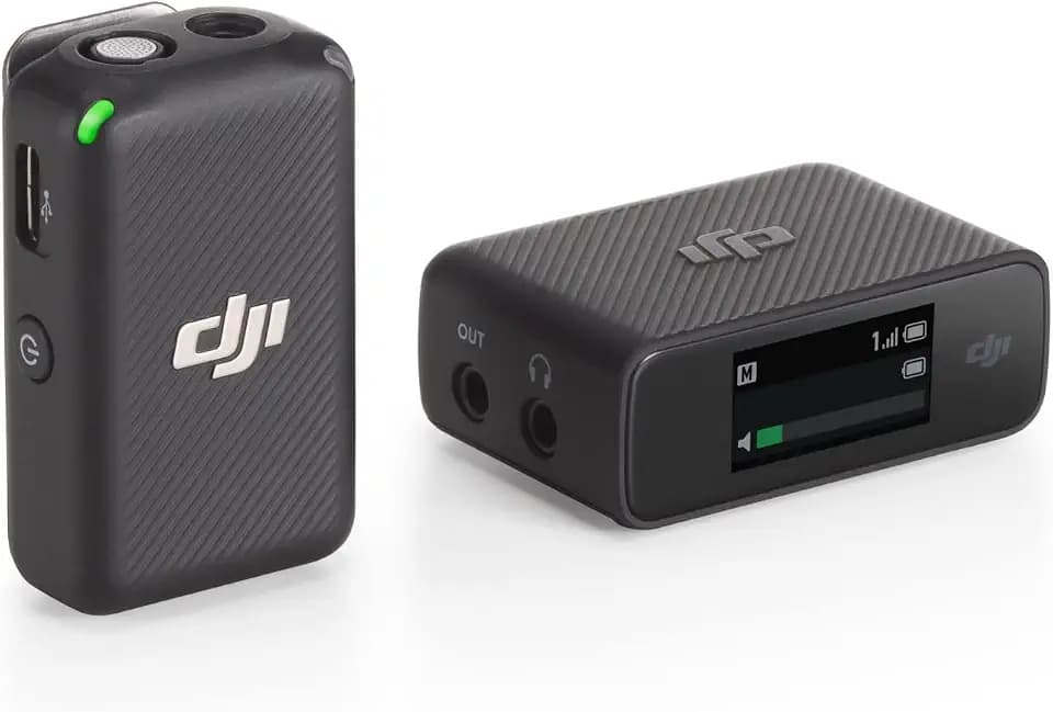 DJI Mic (1 TX + 1 RX), Wireless Lavalier Microphone, 250m (820 ft.) Range, Compact and Ultra-Light, 14-Hour Recording, Wireless Microphones for PC, iPhone, Android, Cameras, Vlogs, Live Stream