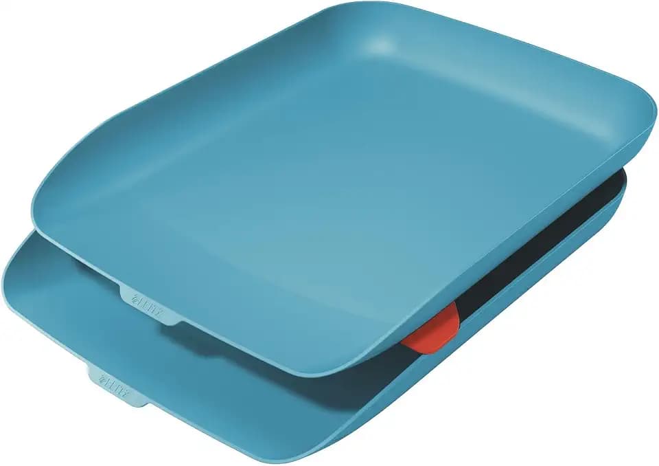 Leitz A4 Briefkorb, 2er Set inkl. Stapelelement, Sanftes Blau, Cosy-Serie, 53581061