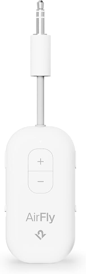 AirFly Pro 2 - Bluetooth-Adapter für das Flugzeug, Kopplung von 2 AirPods oder drahtlosen Kopfhörern - 3,5 mm AUX-Bluetooth-Sender und -Empfänger für Autos, Boote, Laufbänder, Fernseher und mehr